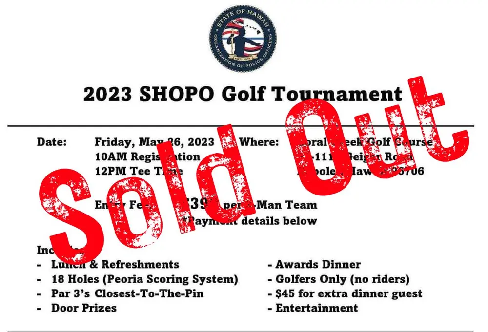 SHOPO Golf Tournament Sold Out